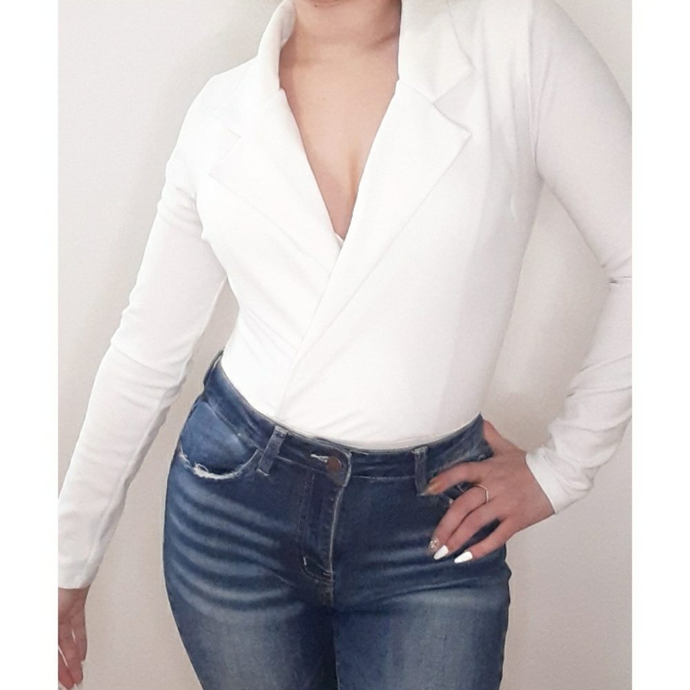 White Business Casual Bodysuit